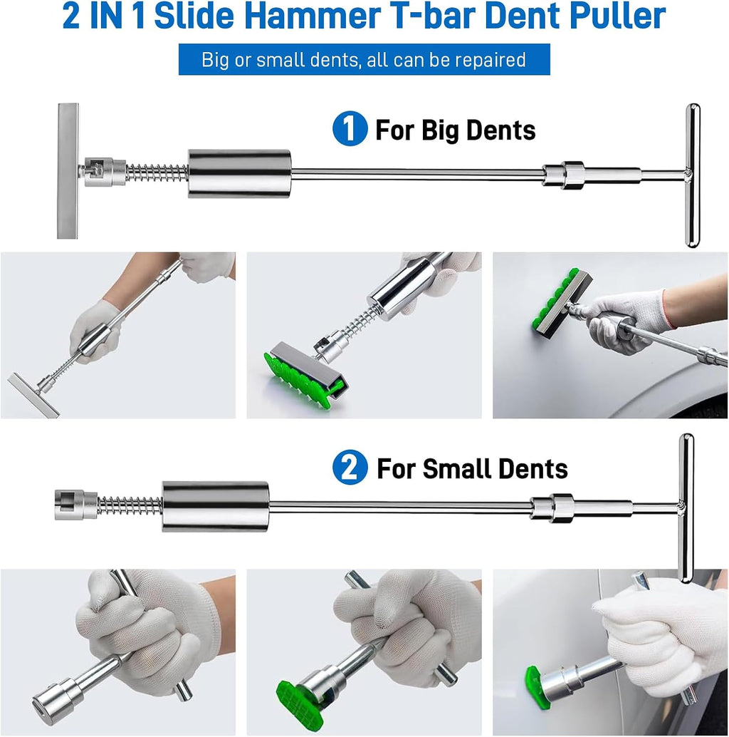 97pcs Dent Puller Kit, Car Dent Puller for Dent Removal, Paintless Dent Removal Kit with Golden Lifter, Bridge Puller, Slide Hammer T-Bar, Dent Remover Tool for Car Refrigerator Door Ding Repair
