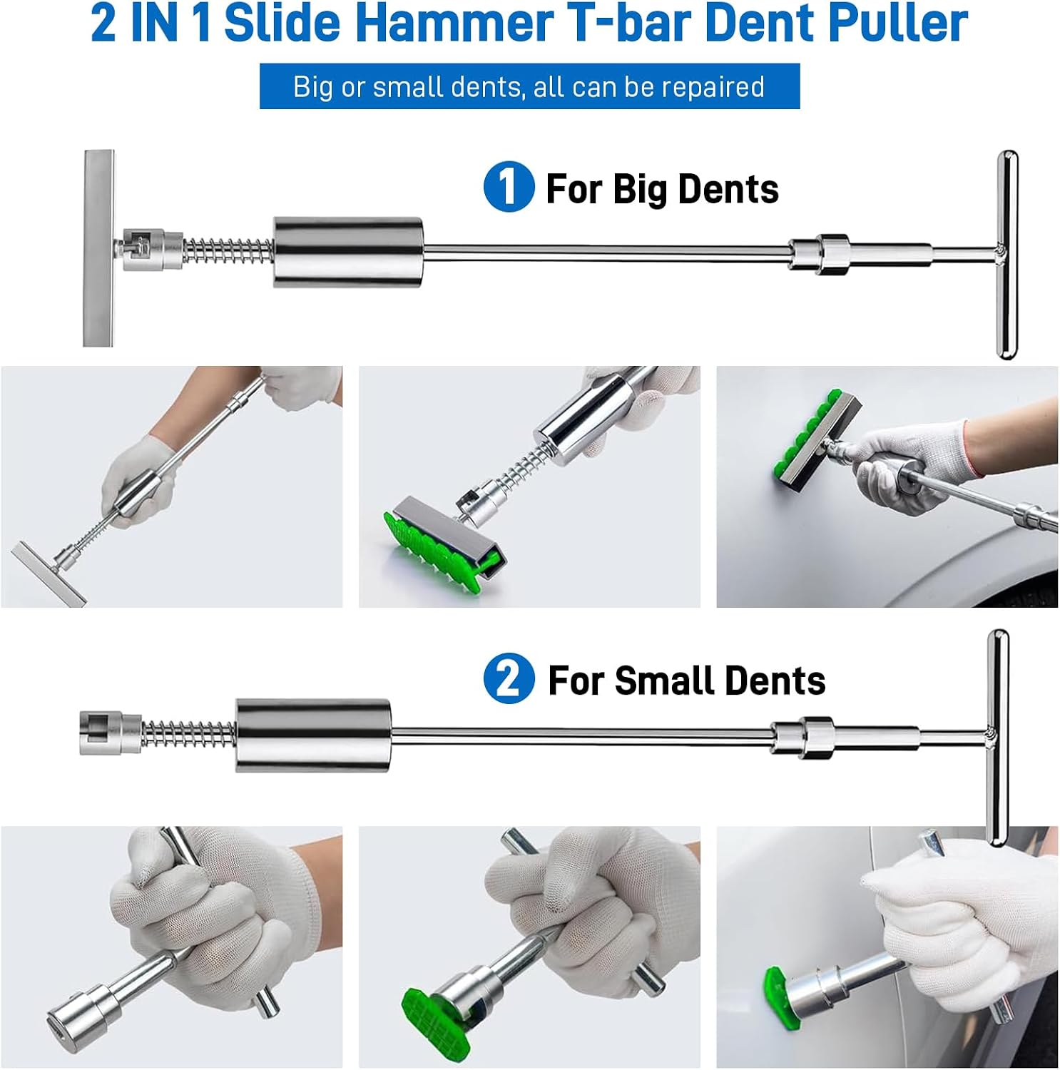 97pcs Dent Puller Kit, Car Dent Puller for Dent Removal, Paintless Dent Removal Kit with Golden Lifter, Bridge Puller, Slide Hammer T-Bar, Dent Remover Tool for Car Refrigerator Door Ding Repair